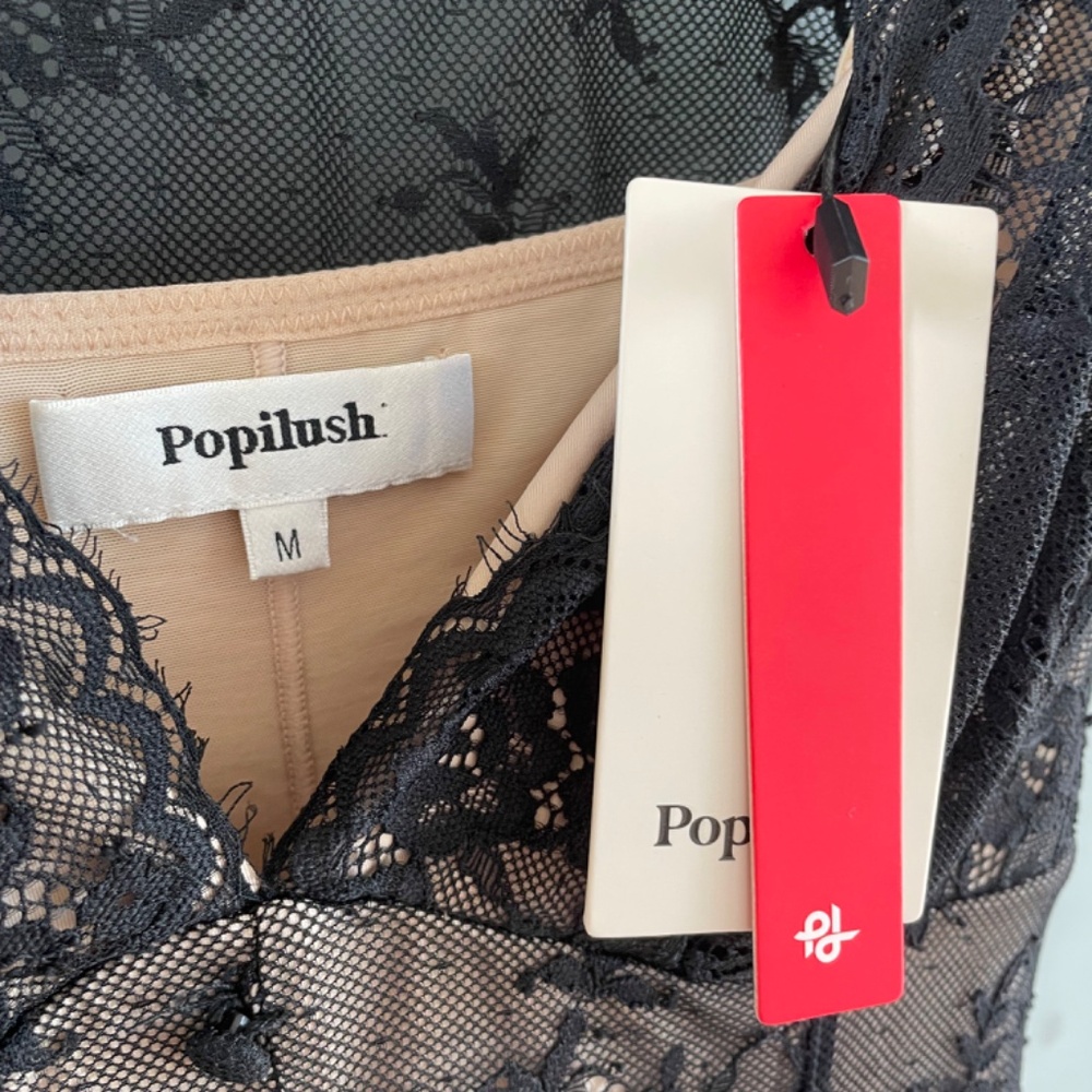 NWT Popilush Shapewear Boho Floral Lace Front Slit Maxi Dress - Picture 7 of 12